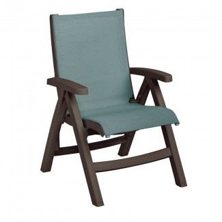 Restaurant Hospitality Poolside Furniture Belize Midback Folding Sling Chair - Bronze Frame
